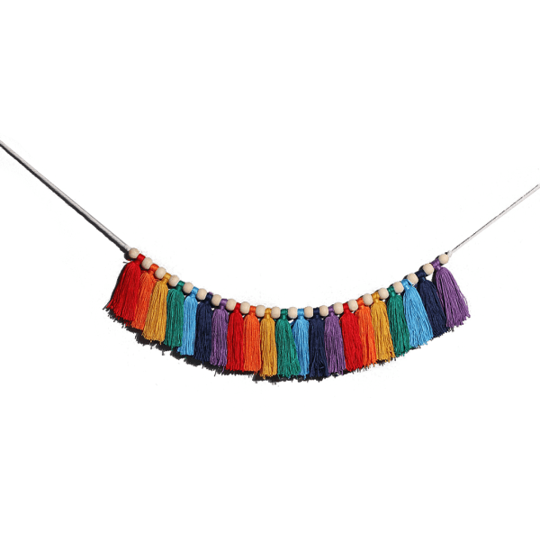 Pastel Rainbow Tassel Garland Farverigt Banner Påskeguirlande Pom Spring Fiesta