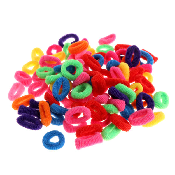 100 st små elastiska hårband Flickor Färgglada Scrunchie Pannband för barn