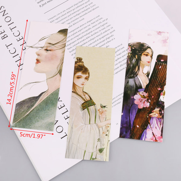 30st Vacker flicka Bokmärken Papperssida Anteckningar Etikett Meddelandekort Bokmärke S