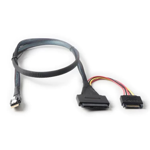 SlimSAS - U.2/SFF-8654 4i - SFF-8639 -sovitinkaapeli 15-nastaisella SATA- power