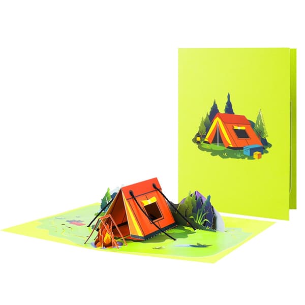 Handgjort 3D Tältkort för Campare Vikbart Camping Grattiskort med Kuvert
