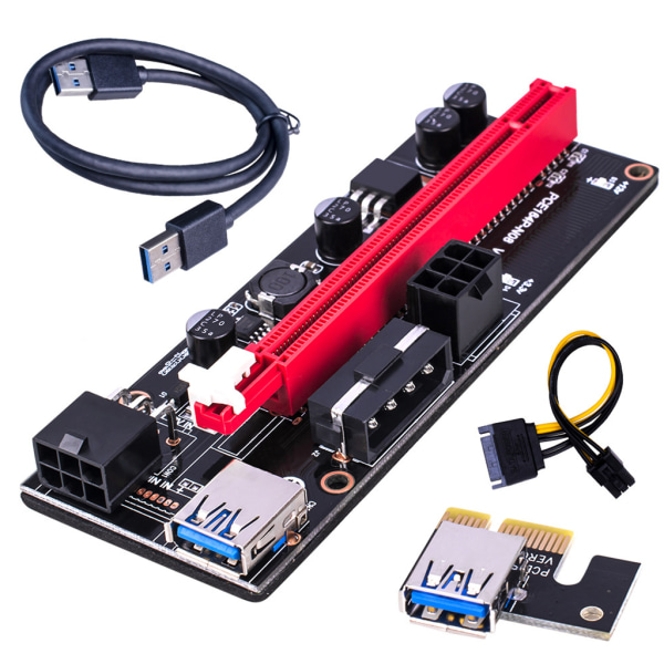 för Express 1X till 16X Powered Riser Adapter Card USB Extension 15-Pin PCI-E SATA Power Kabel GPU Riser Dual 6Pin for Min D