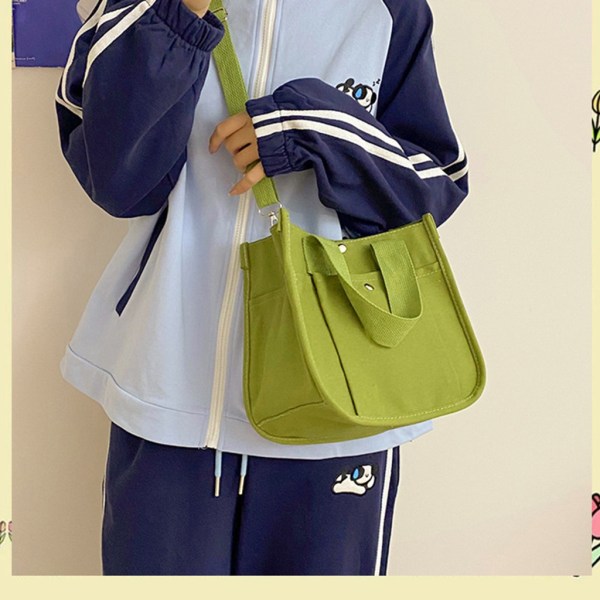 Dam Casual Messenger Bag Axelväska Canvas Handväskor Stor Crossbody-väska White