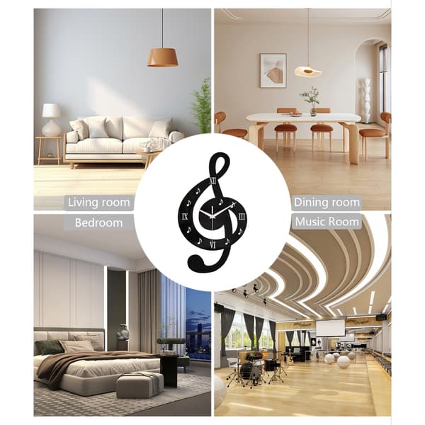 Lydløst Akryl Analogt Ur Moderne 3D Musikalsk Node Klar Nummerskive