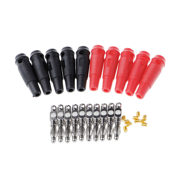 10 Stk Rød Sort 4mm Loddefri Side stabelbar Bananprop