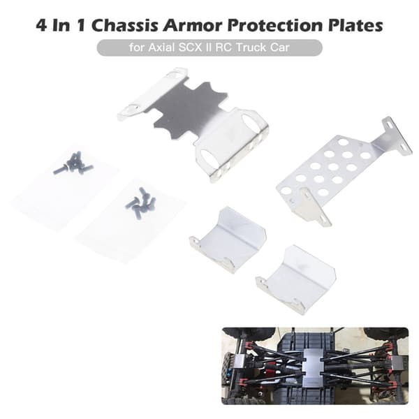 4 stk RC Chassis Protector Kraftig rustfritt stål erstatning for RC TRXA4