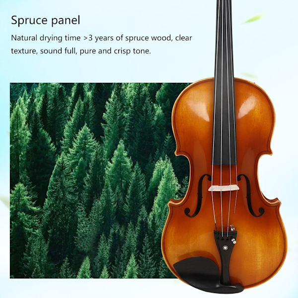 Solid Tre Viola med Bæreveske og Bue Sett Strykeinstrument for Studenter