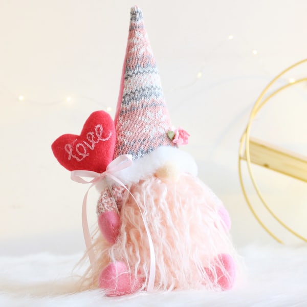 Alla hjärtans dag Gnome Plysch Ros Blomma Hjärta Skandinavisk Tomte Elf Dekorationer Svenska Gnomes Dvärgfigurer Bordsdekorationer null - 5212 pink