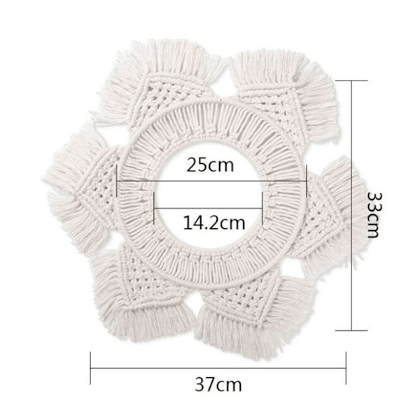 Macrame Spejl Håndlavet Vægtæppe Makeup Hængende Vægspejle Boheme Dekoration til Lejlighed Stue Soveværelse