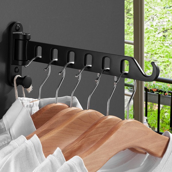Väggmonterad tvätthängare Torktumlare Vikbar klädhängare Metall förvaringsställ för hem sovsal Balkong Heavy Duty hängare White