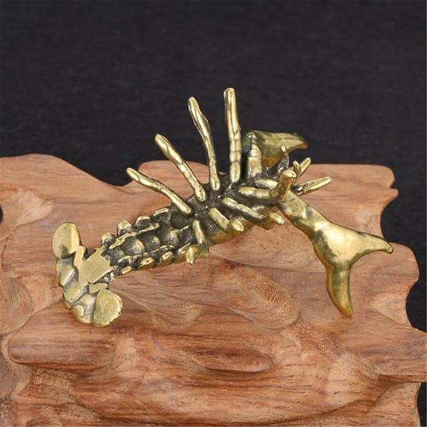Retro Messing Små Hummer Ornament Solid Kobber Kreps Statue Figurer