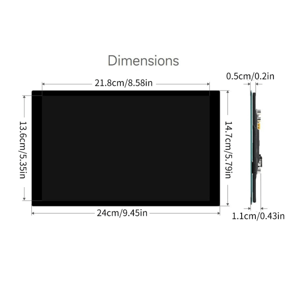 Mångsidig 10,1-tums pekskärm för RaspberryPi4B/3B+optisk bindning, 1280×800 IPS-upplösning