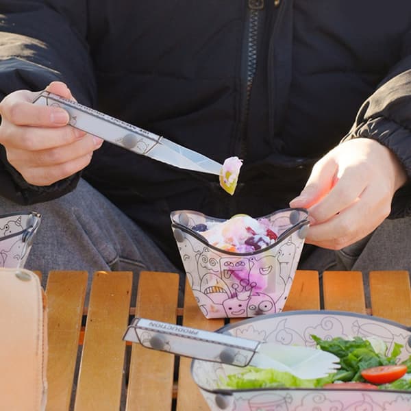 Bærbar sammenleggbar spork bestikk piknik flatware campingtilbehør