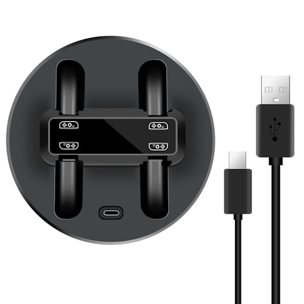 Laddningshållare för Switch Joy Con Series & Pro Controller Utrustad med Micro USB -kabel och Type-C-port