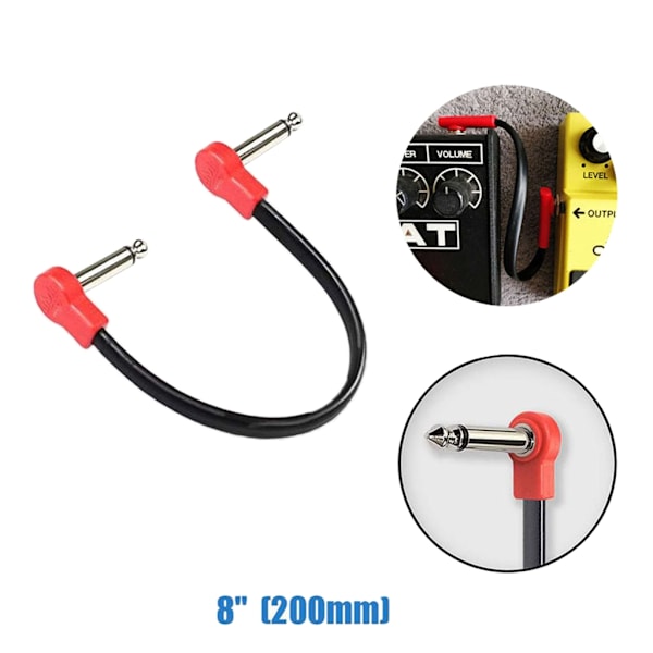 15cm/20cm Gitarreffektpedalkabler Høyrevinklet Patchkabel Støysvake kabler 20cm