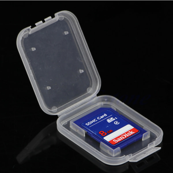 SD SDHC Minneskort Case Hållare Box Förvaring Plast Transparent för enstaka kort