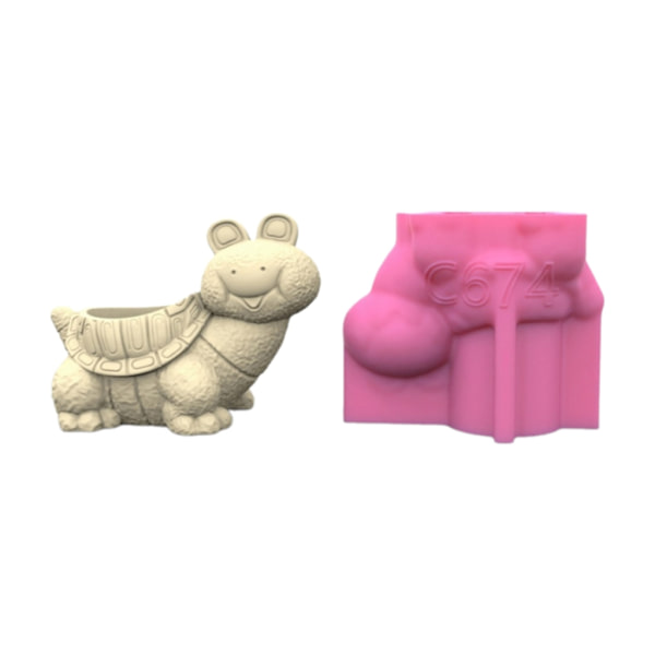 Tecknad sköldpadda blomkrukor Form Epoxihartsformar Molds Ljushållare Cementplanterare Silikonform Mould