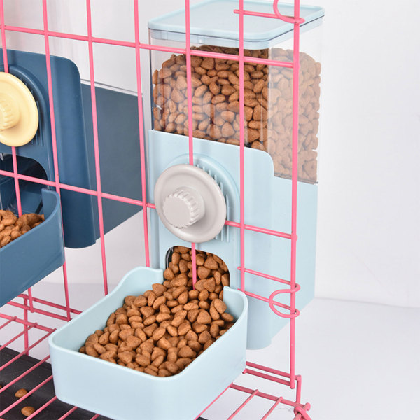 Automatiska matare för husdjur 17 oz vattendispenser Hängande vattenfontän Gravity Matad för smådjur för katt Kanin Iller Pink Food feeder