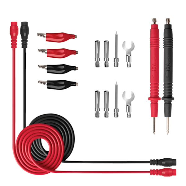 Testlednings- og sikkerhedskrokodilleklemmer Multimeter Testledningssæt 16 stykker/sæt