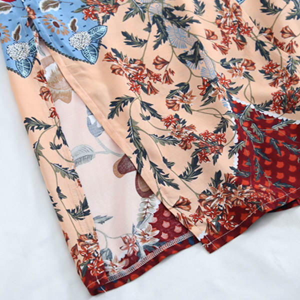 Kvinnors strandbadkläder täck upp Boho blommigt tryckt öppen framsida Kimono kofta Lon