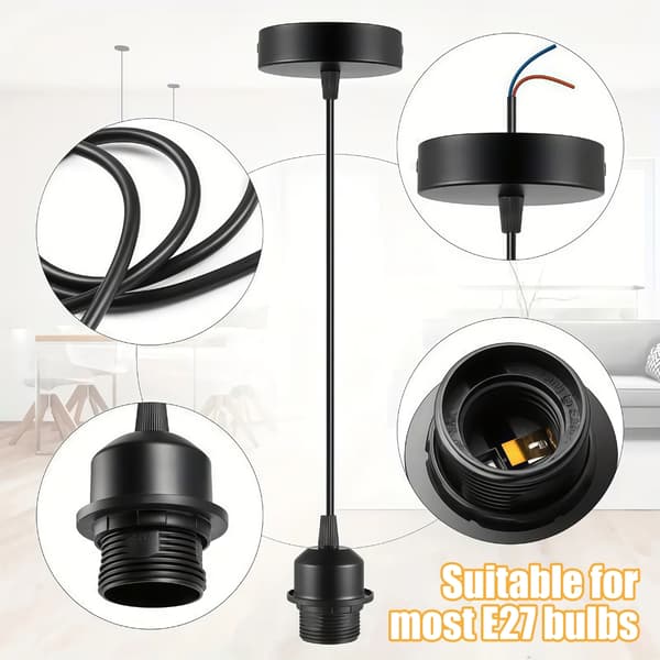 2 kpl Universaali E27 Kierrekantainen Lampunpidike Virtajohdolla LED-lampuille