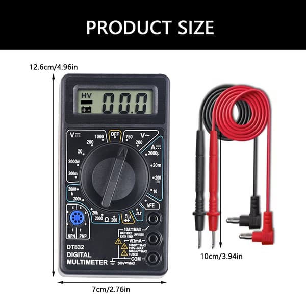 Lille digitalt multimeter ABS voltmeter til spændingsstrømmodstand Diode