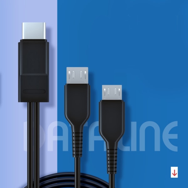 Slitstark multi typ-C mikro USB -port för mobiltelefoner/surfplattor Laddningssladd typ-C splitterkabel 100cm/20cm Black 1m