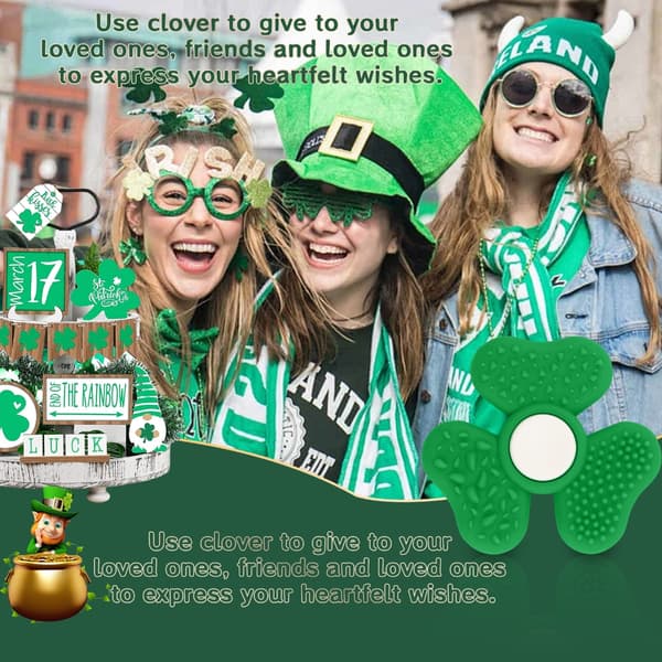 Grøn Tekstureret Shamrock Spinner Roterende Skrivebordsspinnerlegetøj til Studerende Afslapning