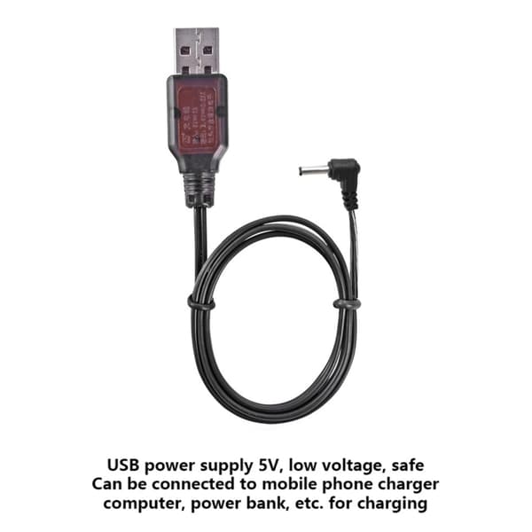 3,5 mm Bend Plug Litium Batterilader 3,6V USB Ladekabel for Billeke