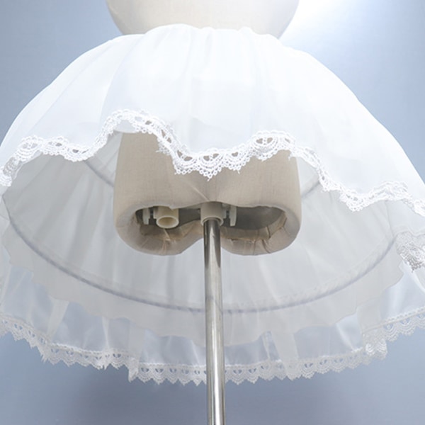 Kvinnor Crinoline underkjol bur 2-bågar vit kjol Flickor Half Slips Underkjol för Lolita Cosplay Victorian Vintage Party