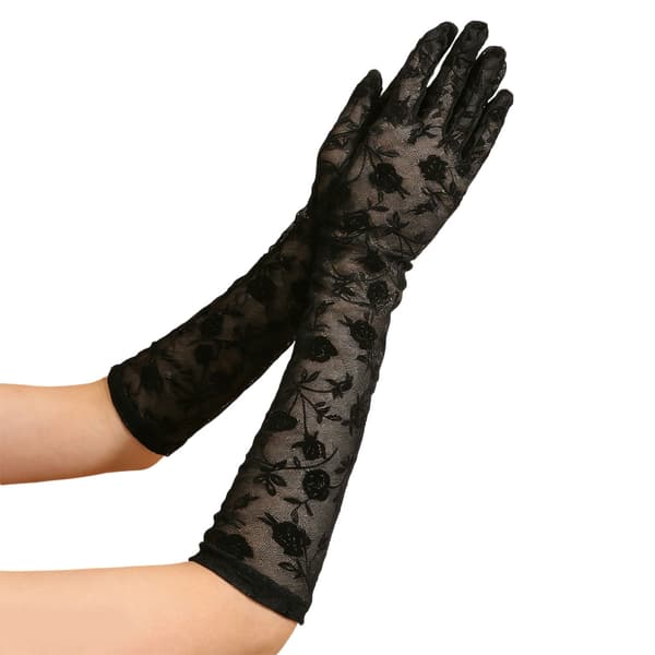 1 par elegante blondehandsker til kvinder, korte handsker, elegante blomsterhandsker til bryllupper
