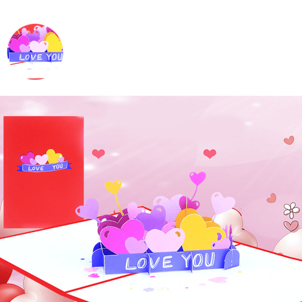 I Love You Heart 3D för Pop Up-kort Mors Alla hjärtans dag-kort Happy Anniversa Blue