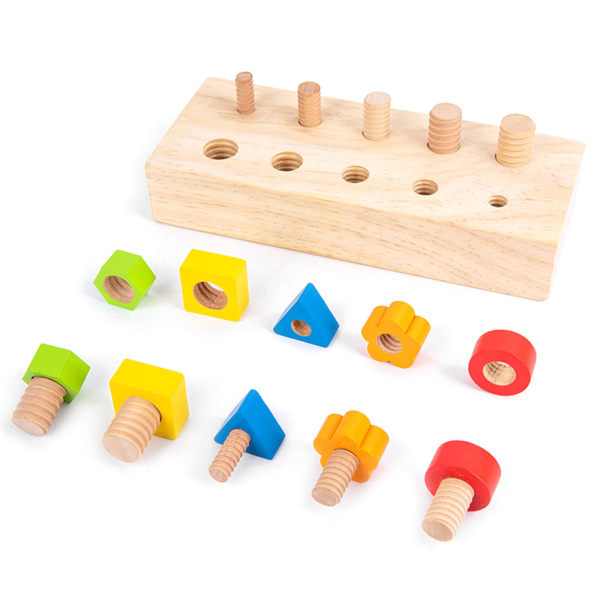 Färg Form Kognition Block Leksak Skruv Twist Busy Board Barn Finmotorik Leksak