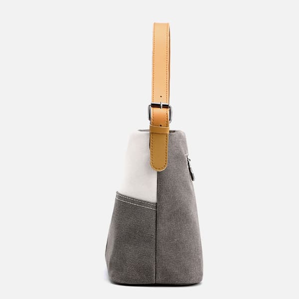 Helt matchende Patchwork-håndtaske til kvinder Simpel canvas-skuldertaske Gray