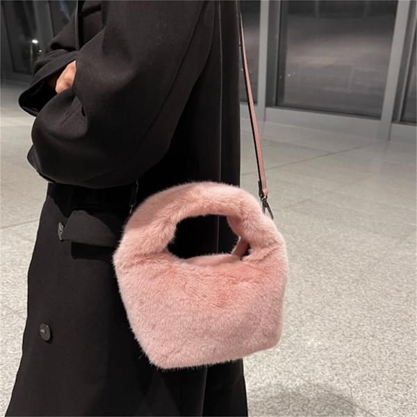 Dame plys håndtaske All-matching skuldertaske Fuzzy Messenger Bag Dating Bag Yellow