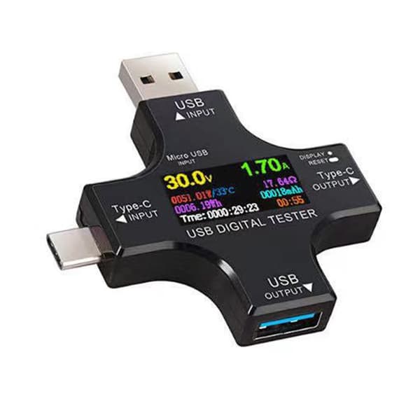 USB-tester med farve LCD multimeter til spændings- og strømdetektering og -visning
