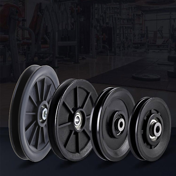 Nylonlagerremskiva, rund svart hjul kabel gym fitness utrustning delar Diameter 90mm