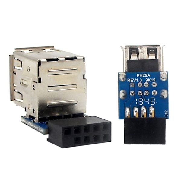 USB kontakt för stationär moderkort, PH29A 9P till dubbel USB2.0-port Frontpaneladapter för gruvdrift för arbetsstationer