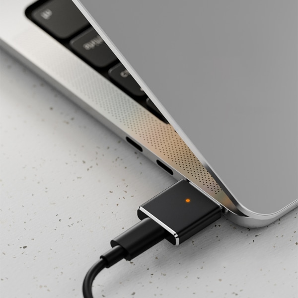 USB C till Mag3 PD100W Converter Adapter för Book Pro/Air med LED-indikatorlampa Black