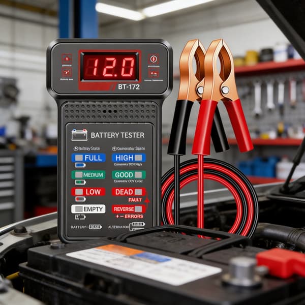 Professionel 12V batteritester til bil- og motorcykelbatterier med LED-display