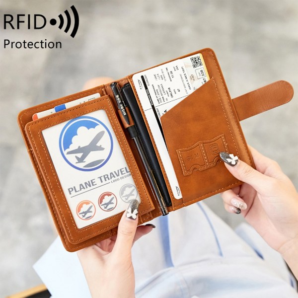 PU-nahkainen RFID-estopassipidike Matkakortti Lompakon passin cover Gray