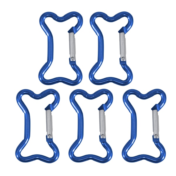 5 stk. Bone Shape Spring Snap Clip Karabinhage Nøgleringe Taskeklips Krog Spænde Blue