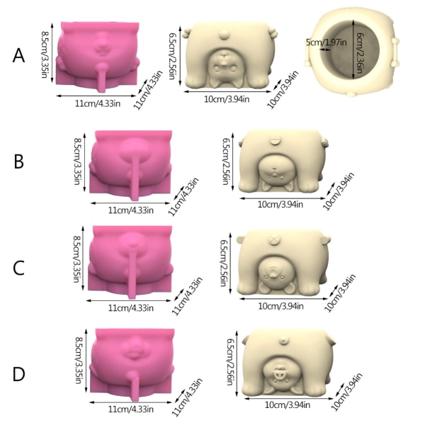 Silikone Beton Urtepotte Forme Hvalp Kat Bjørn Svin Form Plantekasse Forme Dyr D