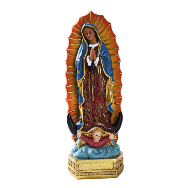 Søt Vår Frue av Guadalupe Mexico Jomfru Maria figurer Jomfru Statue Ornament Tilbehør Gave Harpiks Håndverk til skrivebord