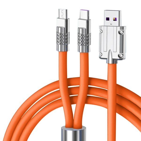 Multiopladningskabel 2 i 1 USB til USB Type C MicroUSB Ladekabel Ledningssplitterkabel til telefoner Tablets 6A 100W