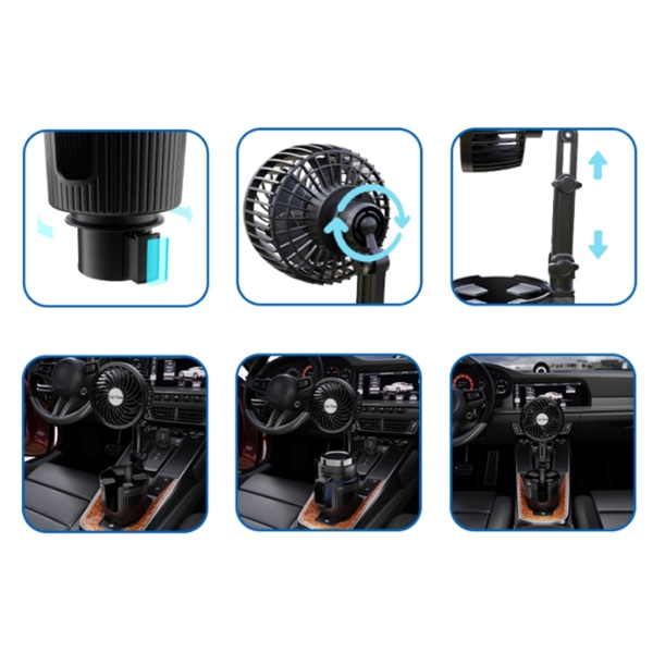 Universal Svanhals Stor Vindkoppshållare USB Fläkt för SUV Truck 360° Roterbar null - 5V   4 inches