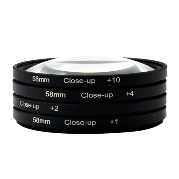 58 mm genomskinlig närbild makrolinsfilter +1 + 2 +4 +10 Kit för Nikon D40 Pentax K20D reservdelar