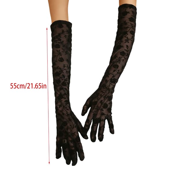 1 par elegante blondehandsker til kvinder, korte handsker, elegante blomsterhandsker til bryllupper
