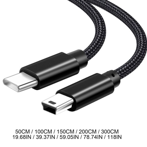Trasslar ihop fri nylon typ-C till mini- USB -laddningskabel Dataöverföringstråd för pålitlig och långvarig användning 1m