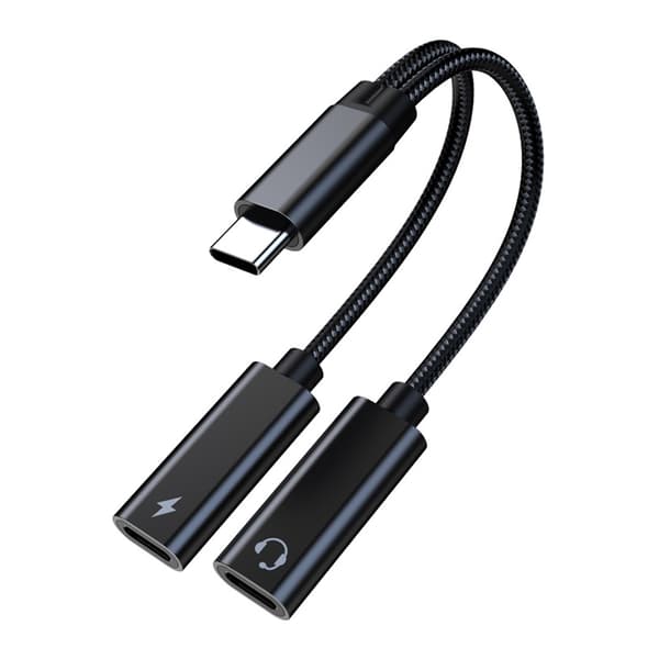 USB C-adapter 2-i-1 USB-C-splitter med PD 60W hurtiglading Type C til 2 Type C-kabel for smarttelefon